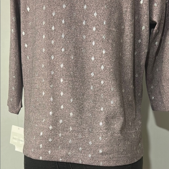 Emily Daniels Women’s 3/4 Sleeve Top Shirt With Bling Silver Print Size L P - Picture 8 of 16